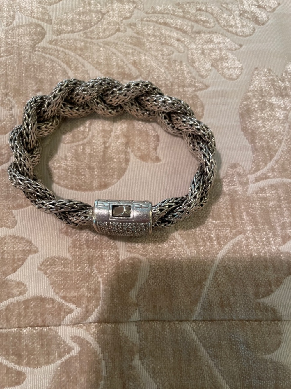 Silver Braided Chain Bracelet with Pave Clasp -Woman’s retired piece!!! - Picture 2 of 4